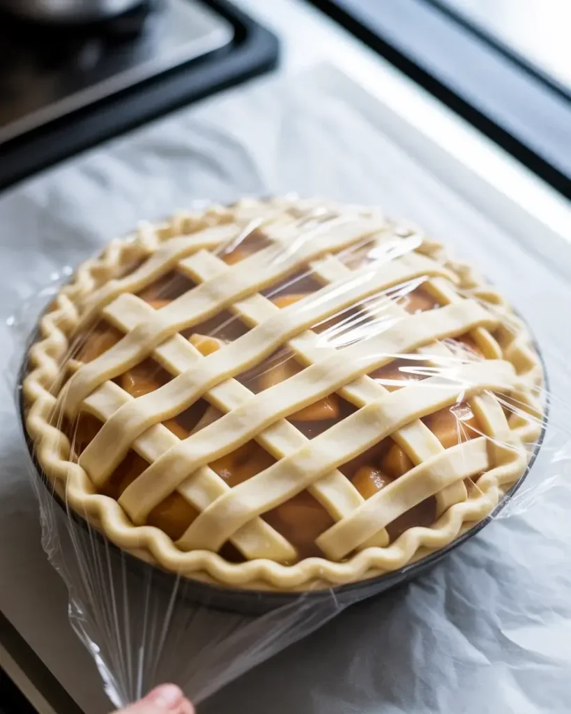Assembled pie ready for advance refrigeration before baking