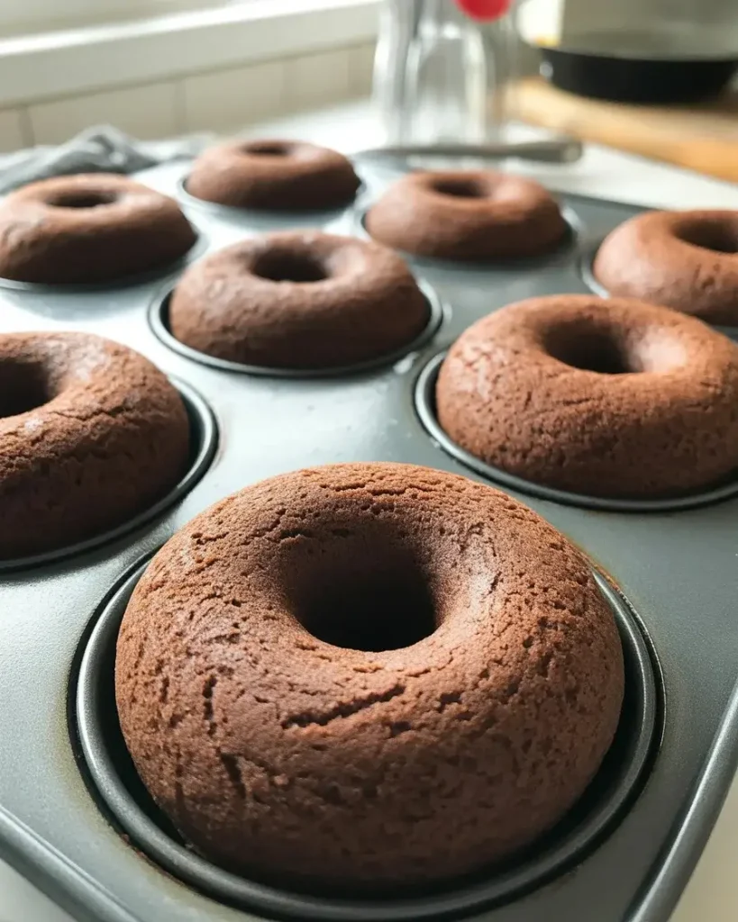 Baked donuts with perfectly set texture ready to cool before glazing