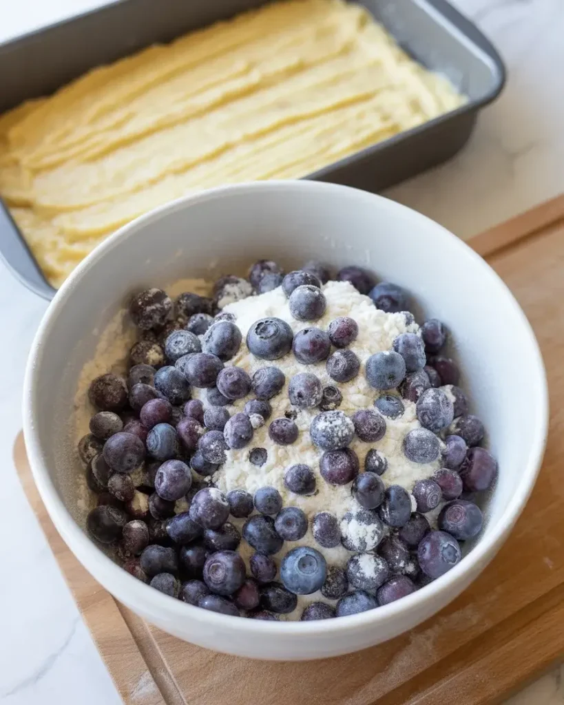 Coating blueberries with flour prevents them from sinking during baking