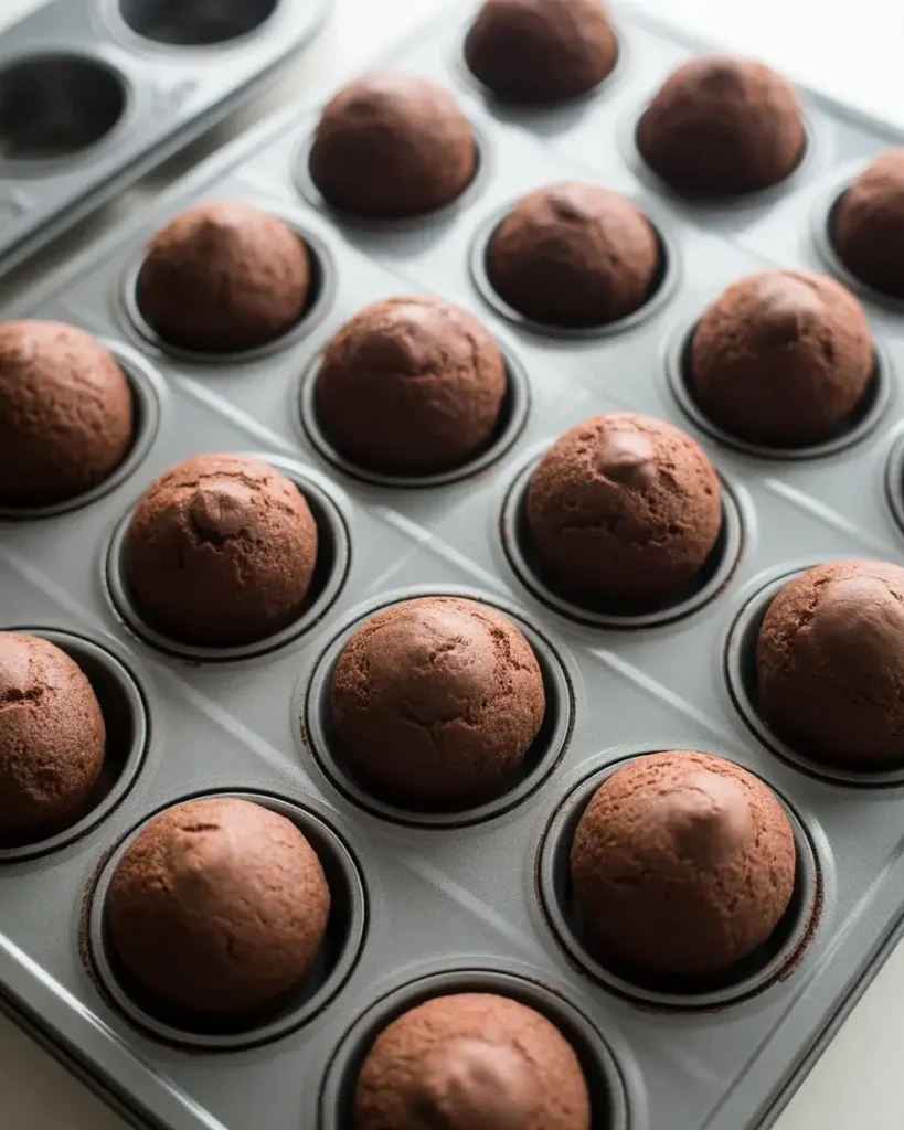Donut holes made in a muffin tin offer the same fudgy texture in bite-size form