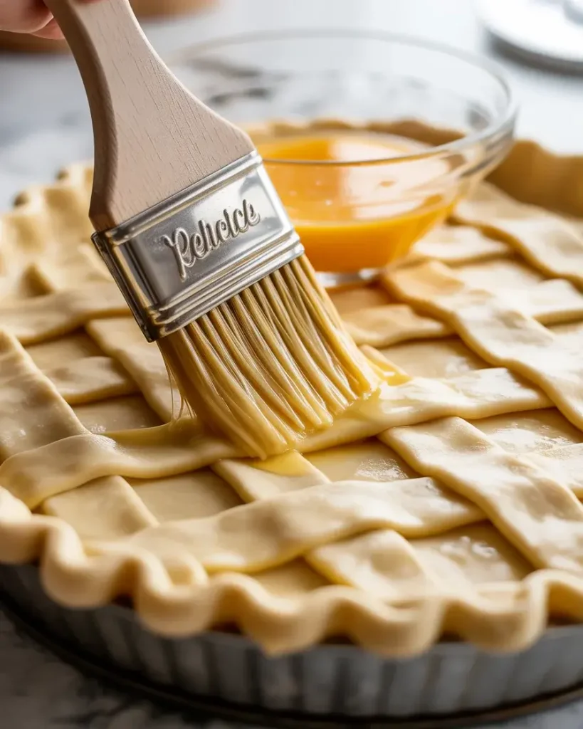 Double coating of egg wash creates deep golden color when baked