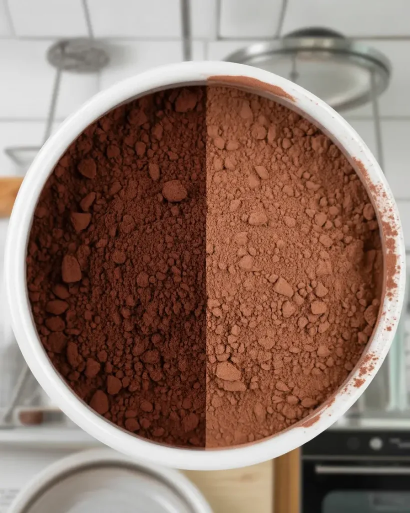 Dutch-process cocoa creates richer color and deeper chocolate flavor than natural cocoa