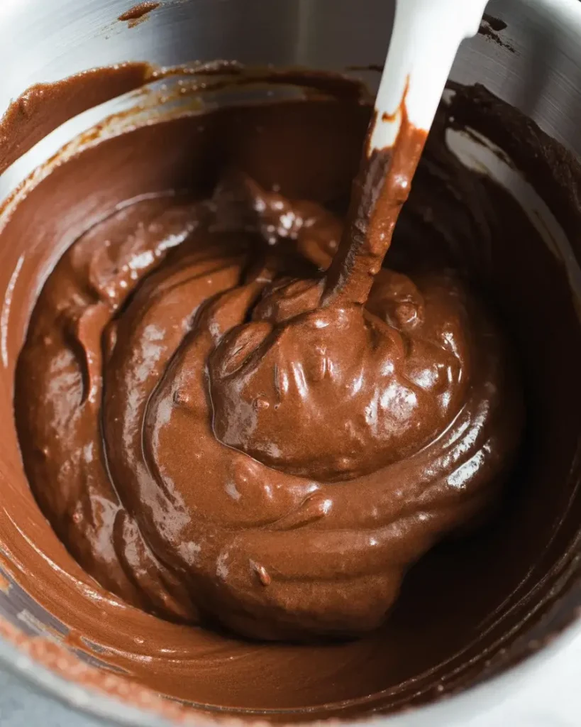  Perfectly mixed batter with a thick, fudgy consistency ready for the donut pan