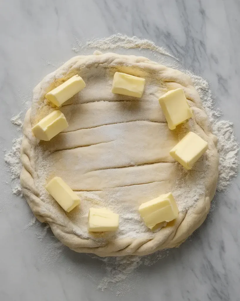 Pie dough with pea-sized butter pieces creates the flakiest crust