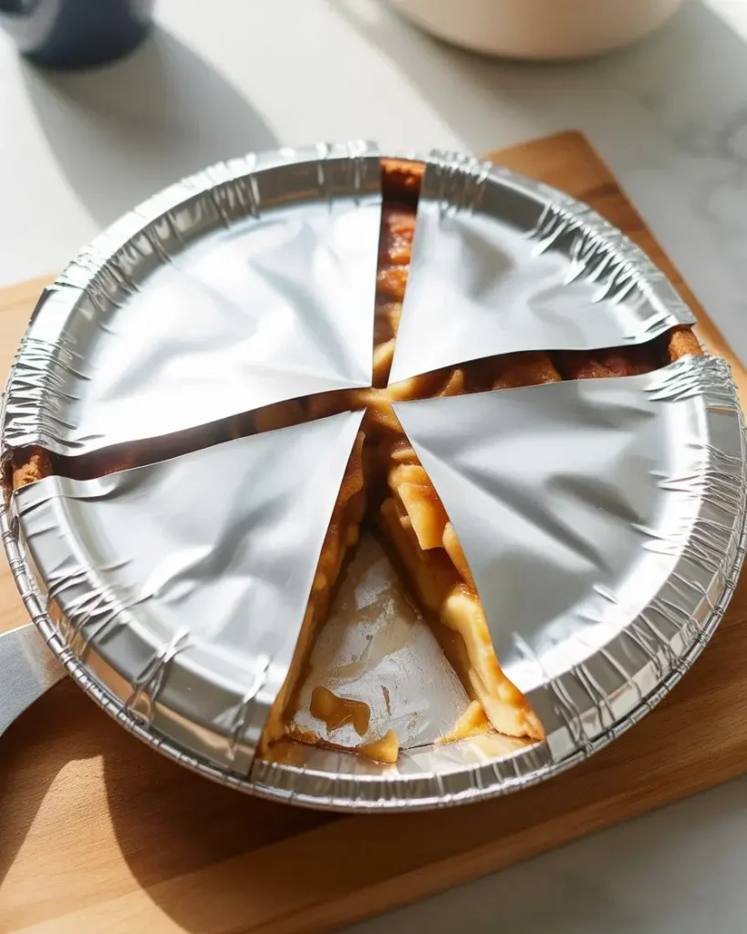 Proper storage with foil keeps pie fresh without sacrificing crust texture