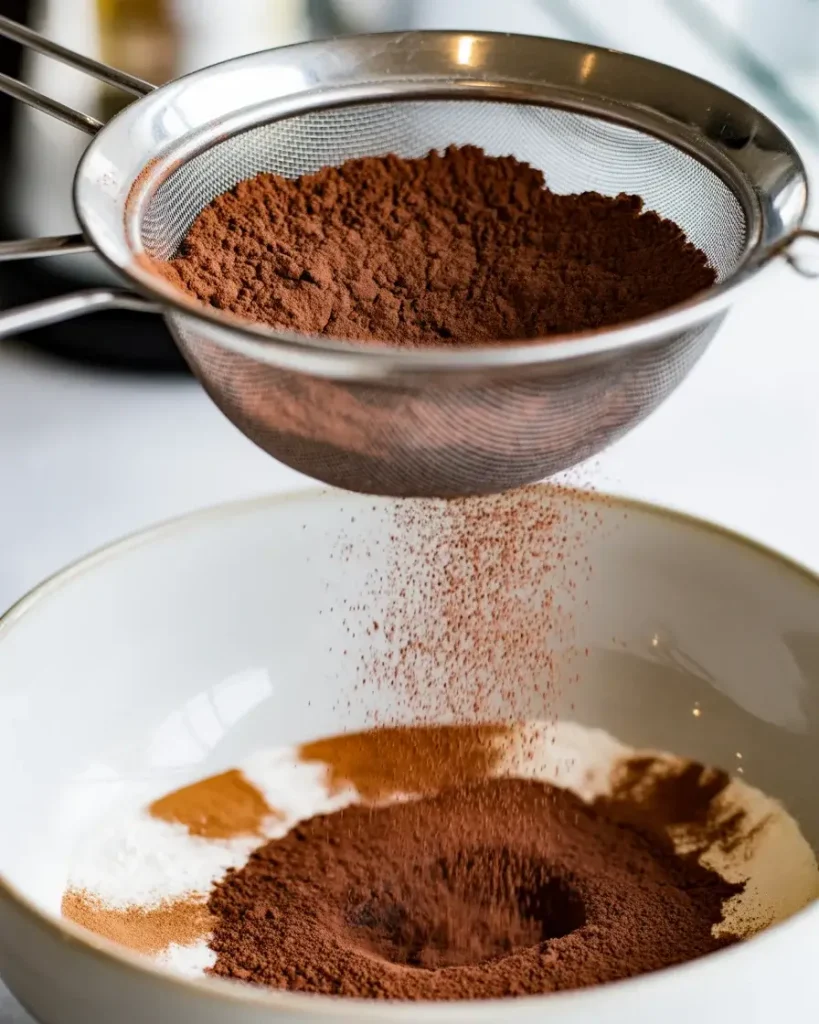 Sift cocoa and spices to prevent lumps in your cake batter