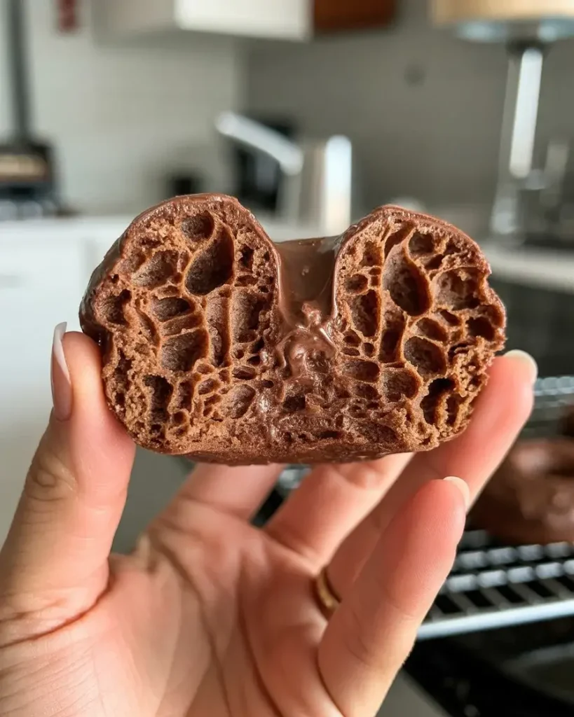 The perfect moist crumb texture you want in every chocolate donut
