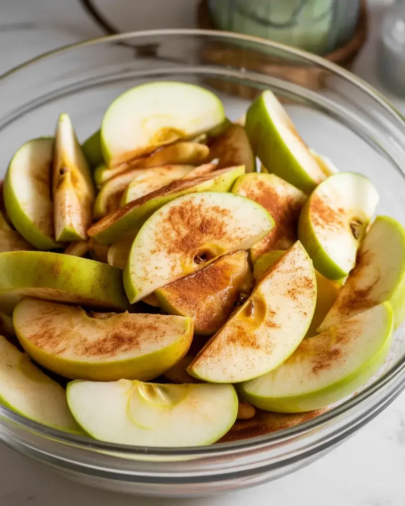 Three varieties of apples coated in warm fall spices and sugar