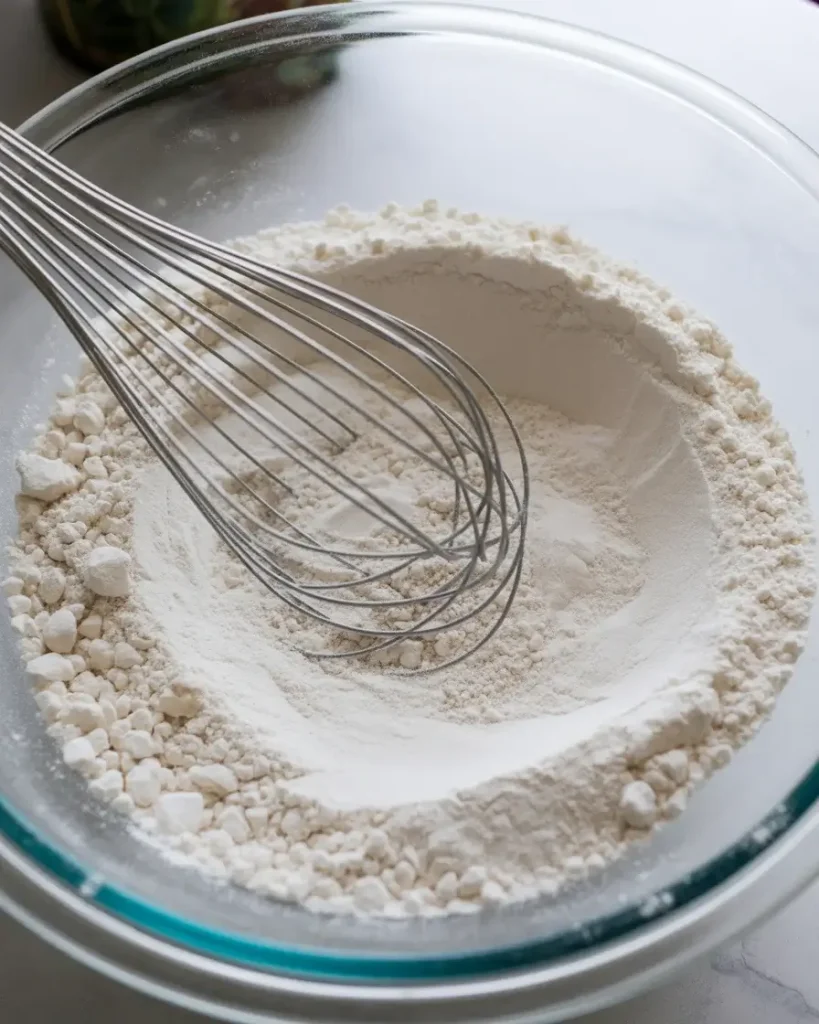 Whisking dry ingredients ensures even distribution of leavening agents