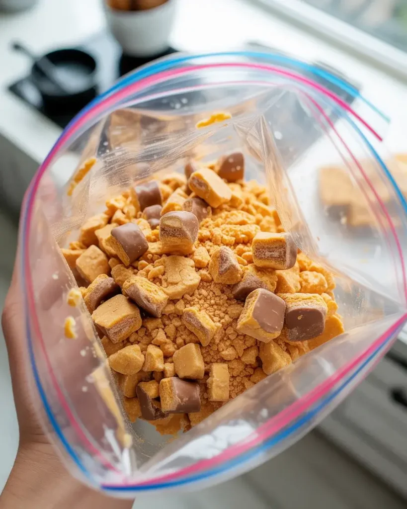 Crushed Butterfinger bars with perfect mix of fine crumbs and chunky pieces for texture