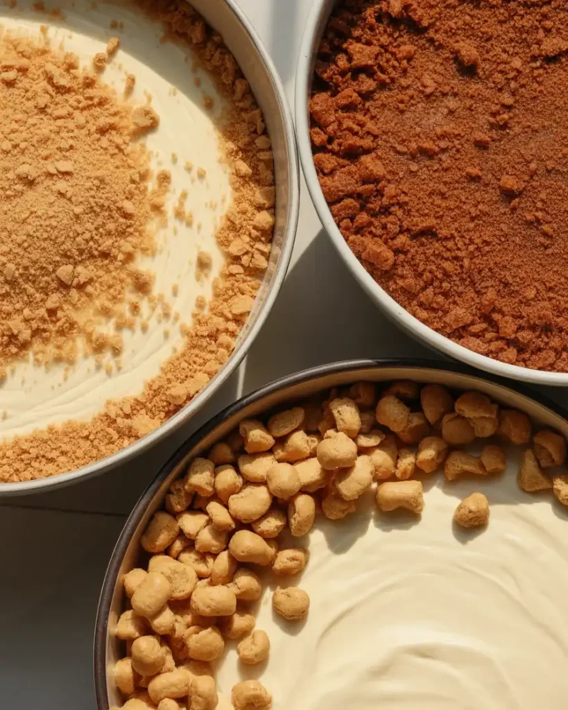 Different crust options for customizing your cinnamon honeybun cheesecake