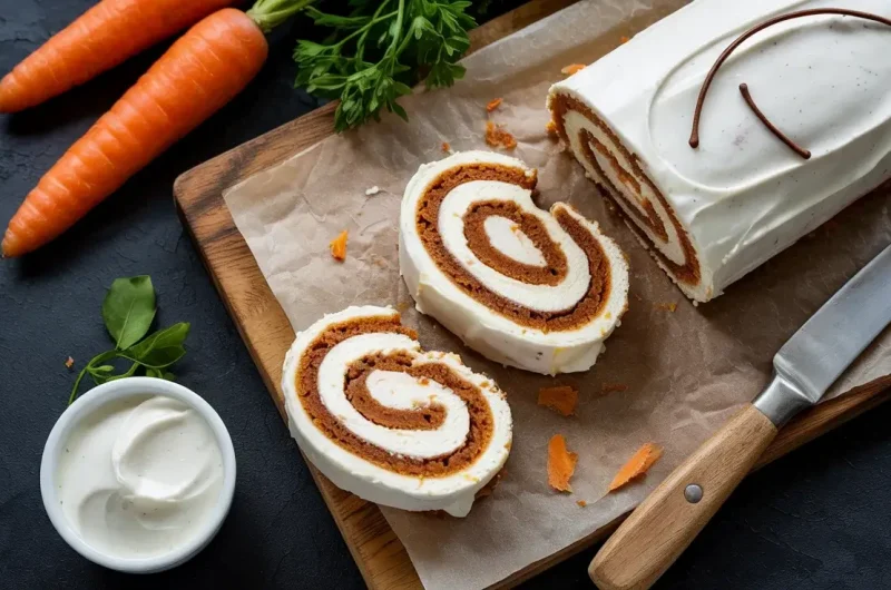 Easy Carrot Cake Roll with Creamy Filling Recipe