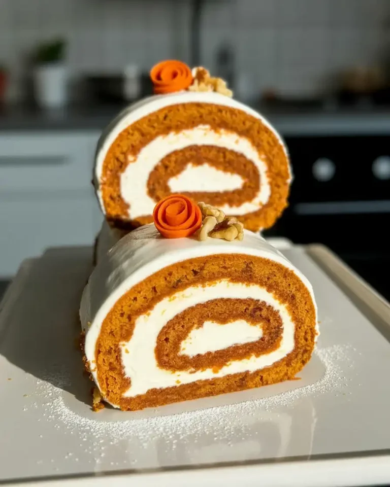 Easy Carrot Cake Roll with Creamy Filling Recipe
