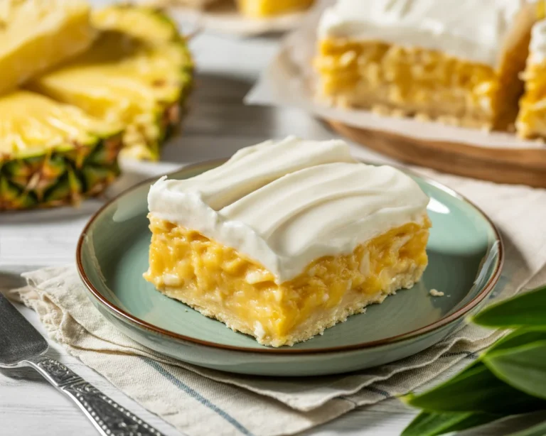 Hawaiian Pineapple Coconut Bars with Creamy Frosting