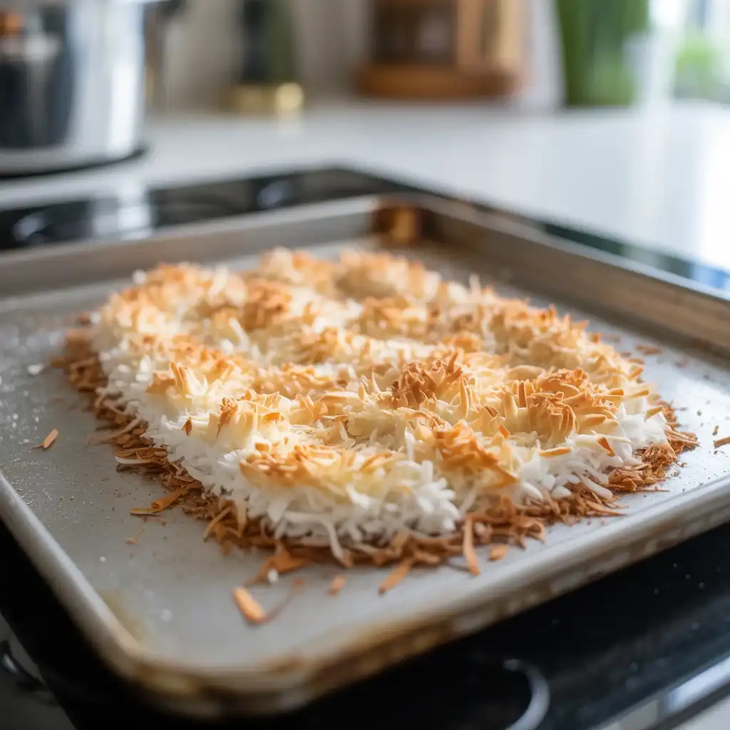 Toast coconut until golden and fragrant, stirring every 2 minutes