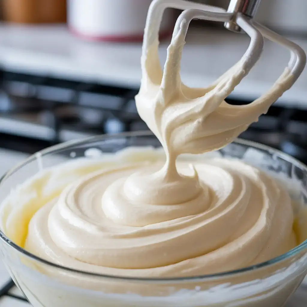 Beat frosting until fluffy and spreadable with soft peaks forming