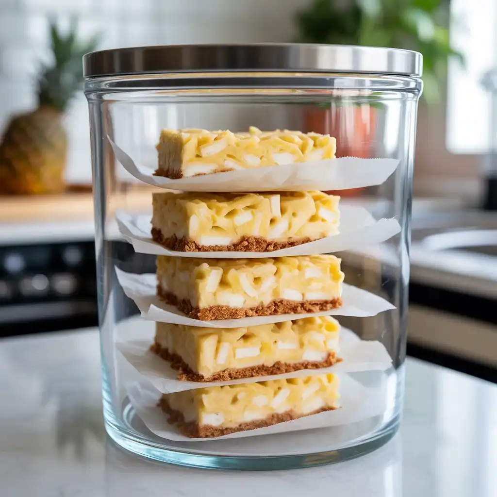 Layer bars with parchment paper in airtight container and refrigerate up to 5 days