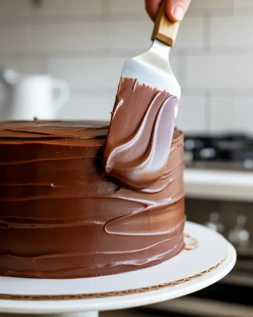 Using an offset spatula and turntable for smooth professional ganache
