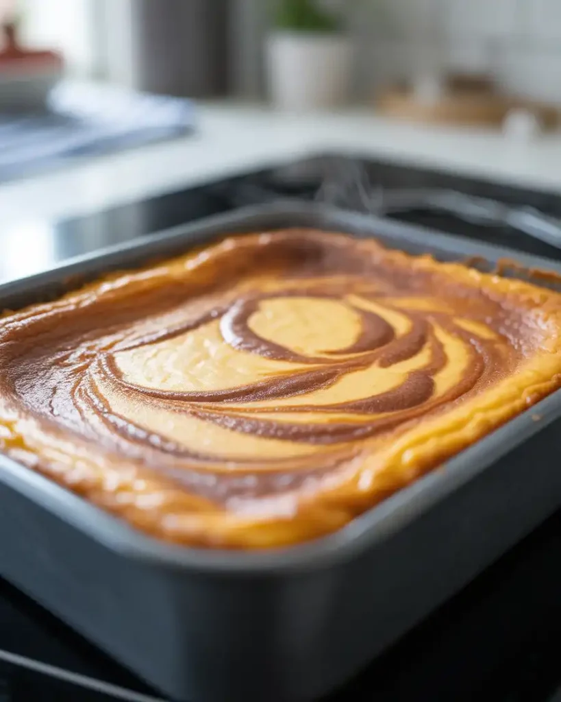 Perfectly baked cheesecake bars with set edges and slightly jiggly center