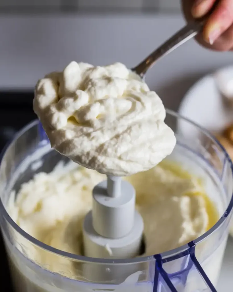 Perfectly whipped ricotta with smooth, creamy peaks
