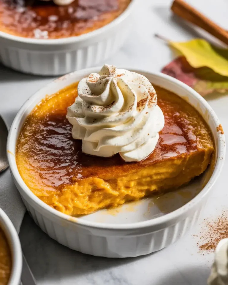 Pumpkin Pie Brulee with Bourbon Vanilla Whipped Cream