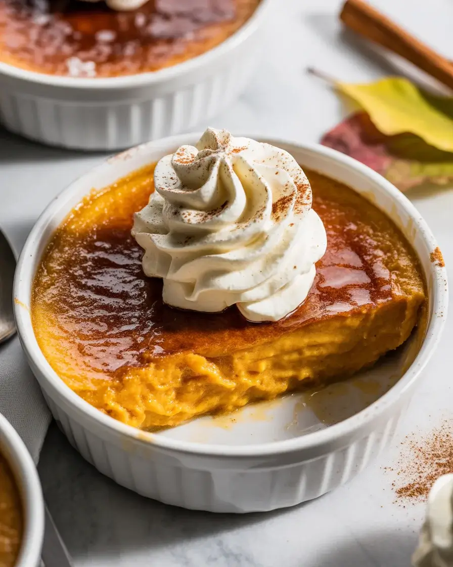 Pumpkin Pie Brulee with Bourbon Vanilla Whipped Cream