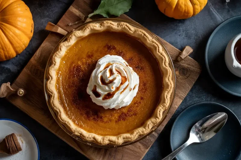 Pumpkin Pie Brûlée with Bourbon Vanilla Whipped Cream