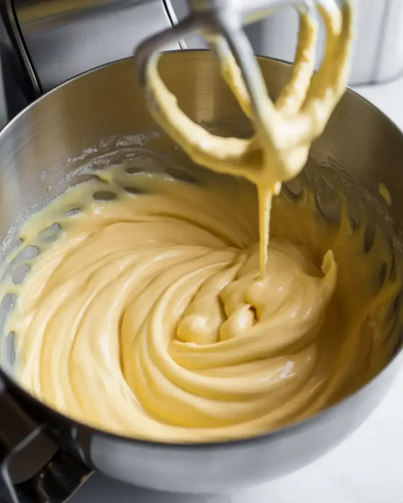 Silky smooth cream cheese batter with no lumps for the perfect base layer