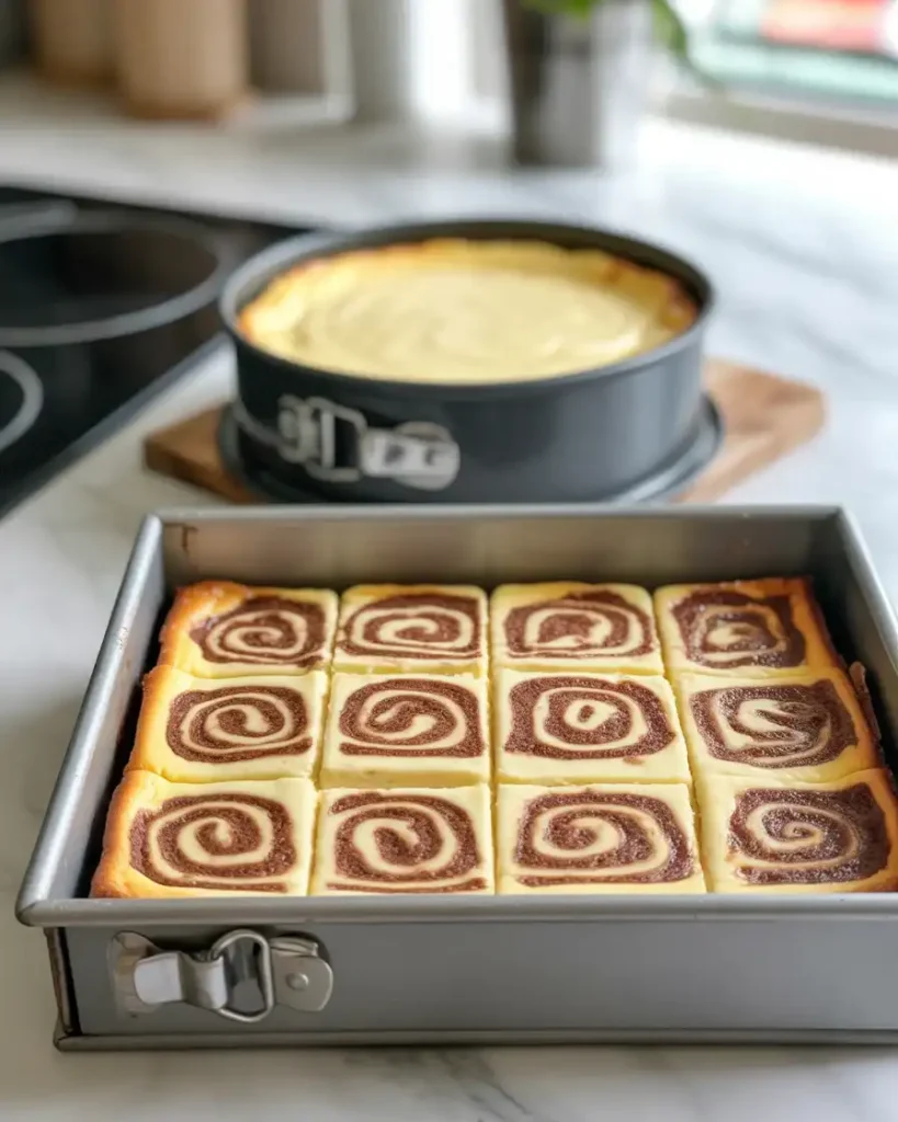 Springform pan and sheet pan options for baking this cheesecake