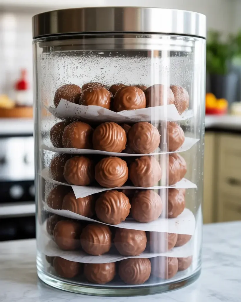 Storing Butterfinger balls in layers with parchment prevents sticking for up to 2 weeks