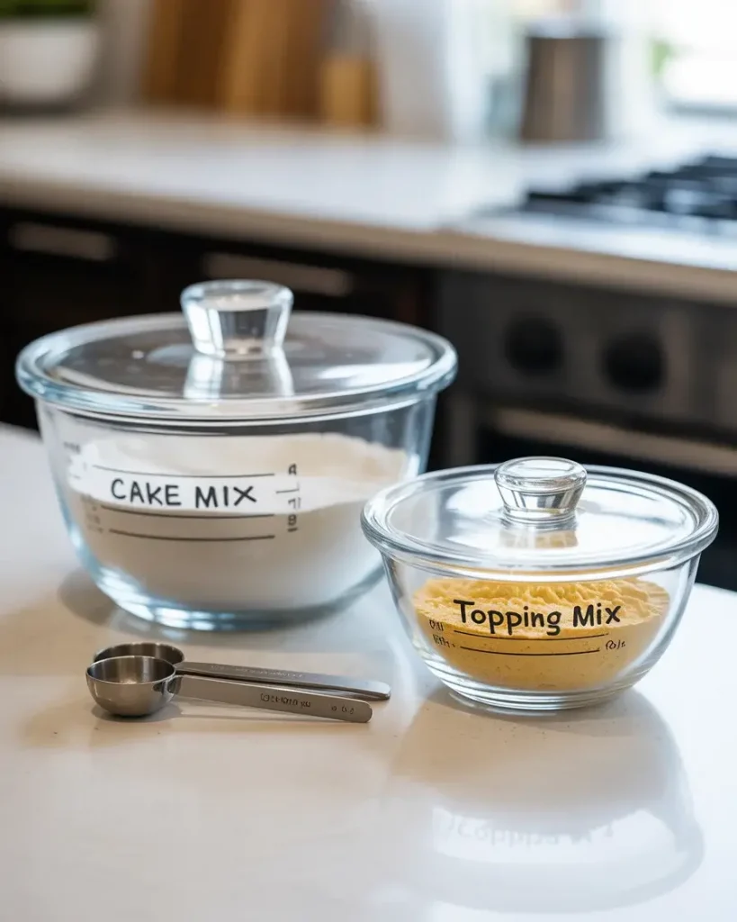 Pre-measuring dry ingredients saves time when ready to bake
