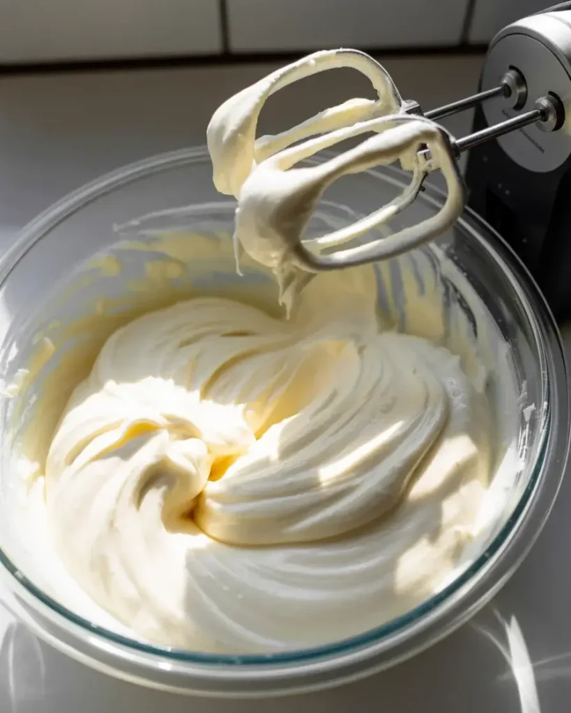Beat cream cheese mixture until fluffy and completely smooth with no lumps