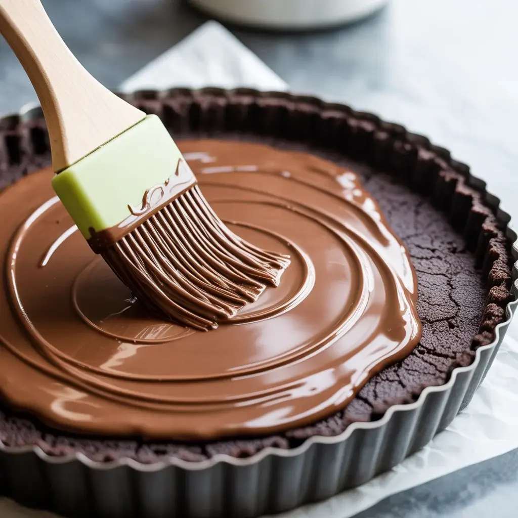 Brushing crust with melted chocolate creates a moisture barrier for crispness