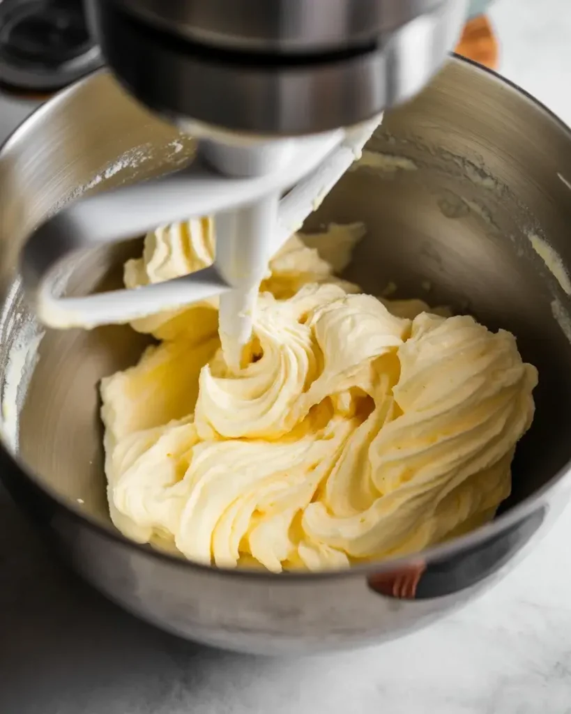 Butter and sugar creamed until light, fluffy, and nearly doubled in volume
