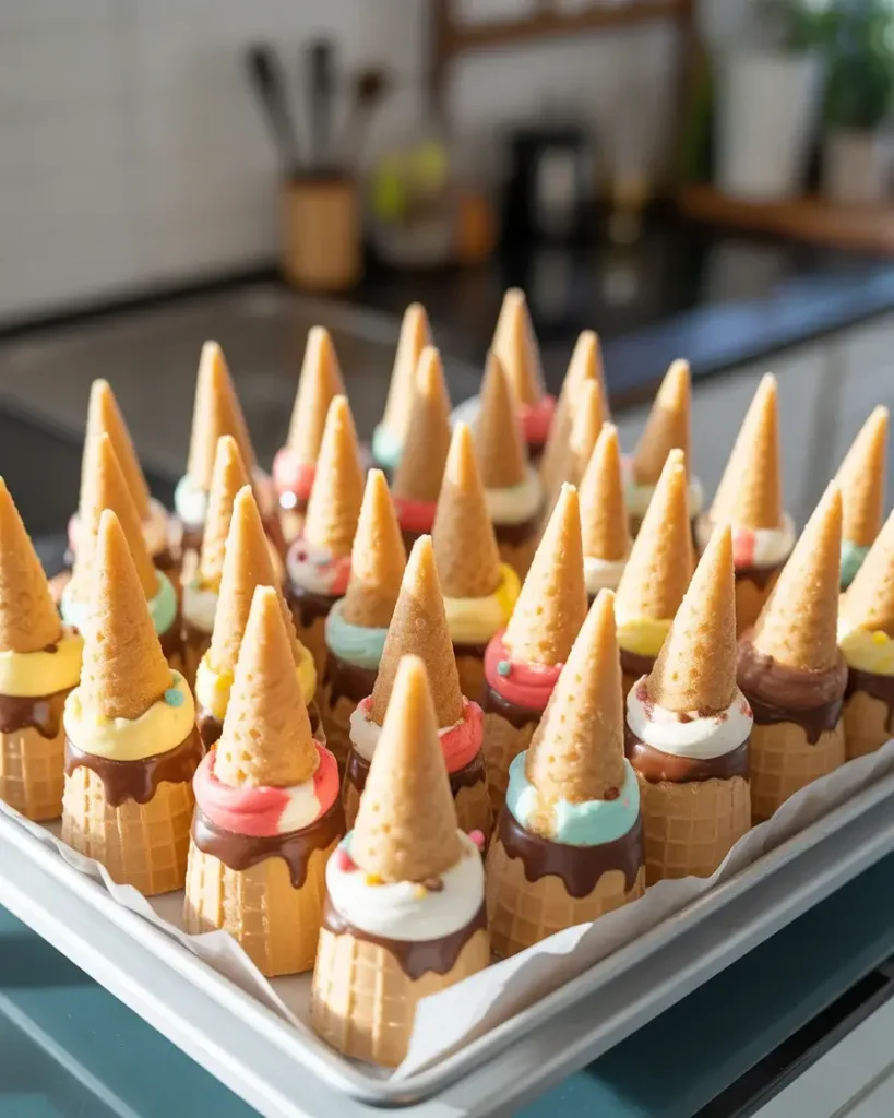 Chilled sugar cone delights ready to serve at the perfect temperature