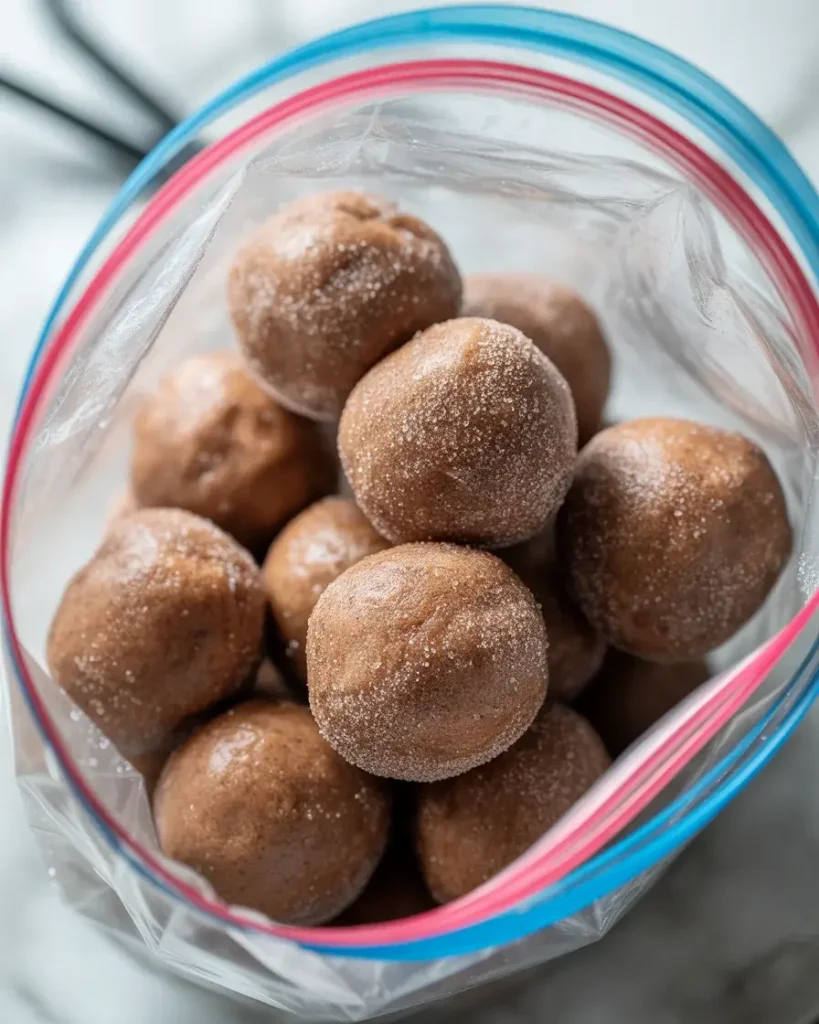 Cookie dough balls frozen for make-ahead baking convenience