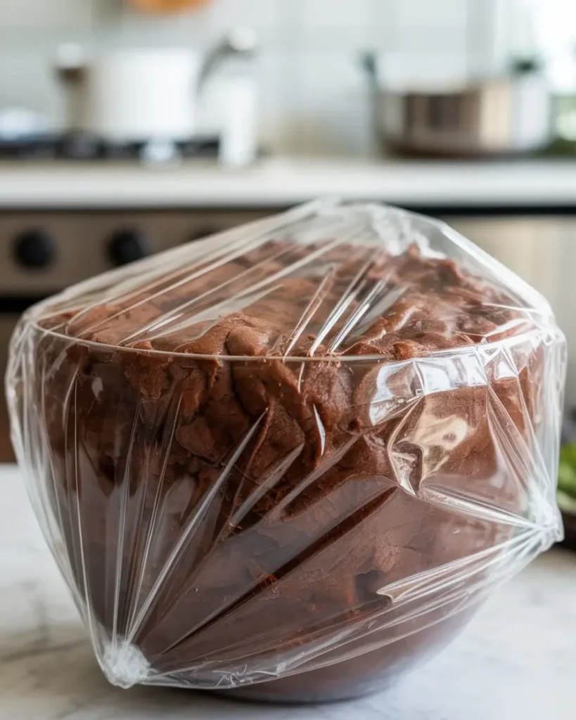 Cookie dough chilled until firm and scoopable for perfect texture