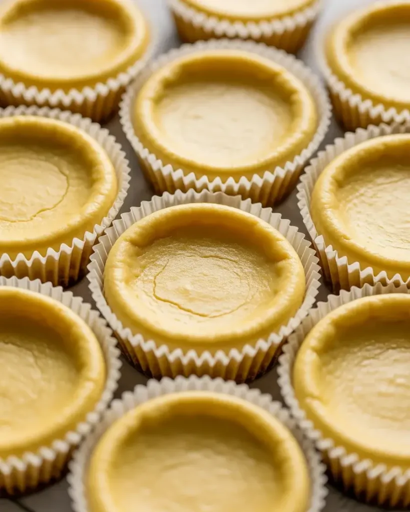 Crack-free mini cheesecakes after proper baking and cooling technique
