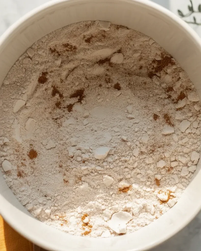 Dry ingredients with spices whisked together for even distribution