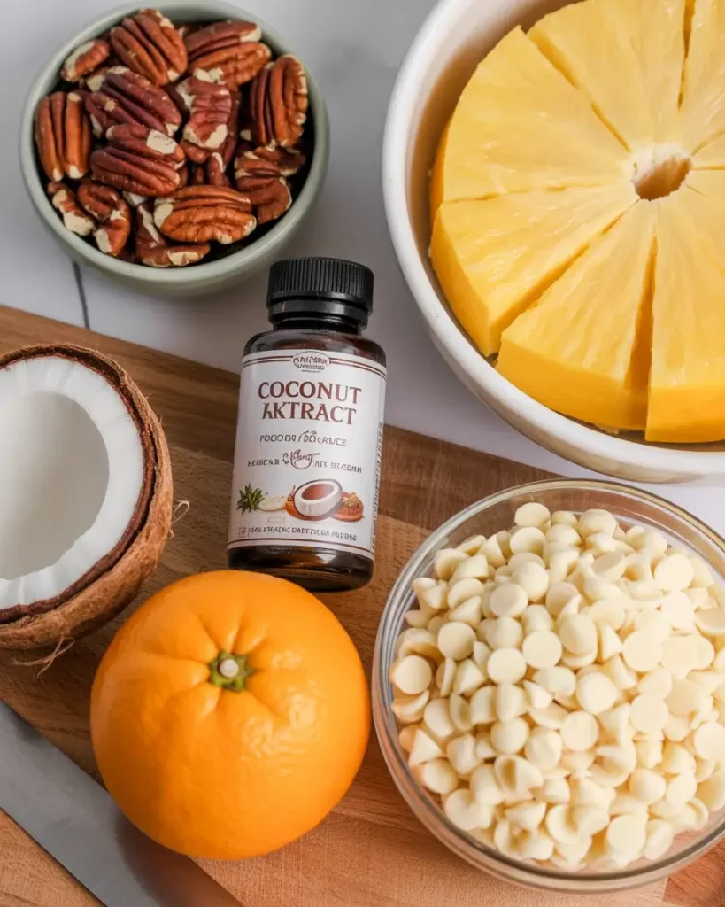 Flavor variations including pecans, coconut extract, citrus, and chocolate chips