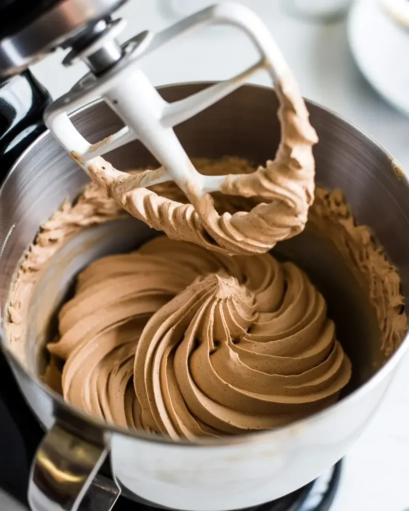 Fluffy mocha buttercream with concentrated espresso and cocoa powder