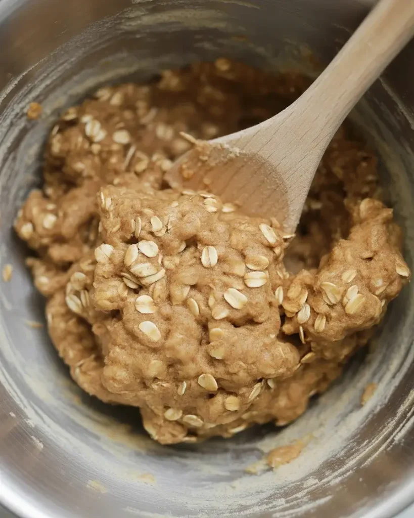 Folding in oats to create the perfect chewy cookie texture