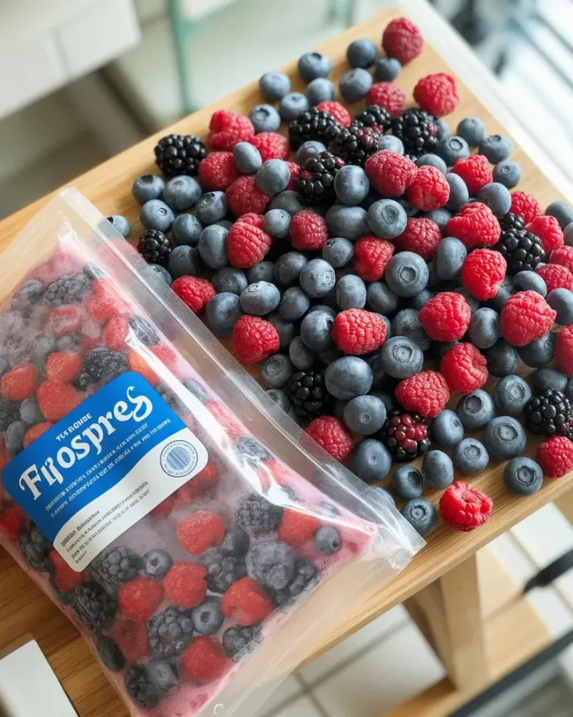 Fresh and frozen berries both work beautifully for the midnight berry swirl