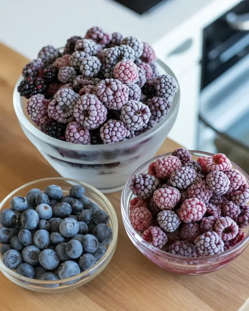 Frozen berries work perfectly with one extra tablespoon of cornstarch