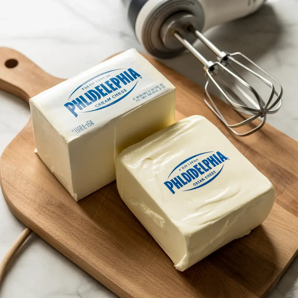 Full-fat block cream cheese softened to room temperature before whipping