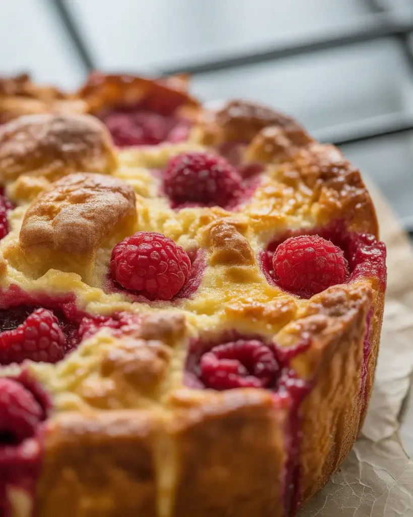 Golden-brown bread pudding straight from the oven with crispy top