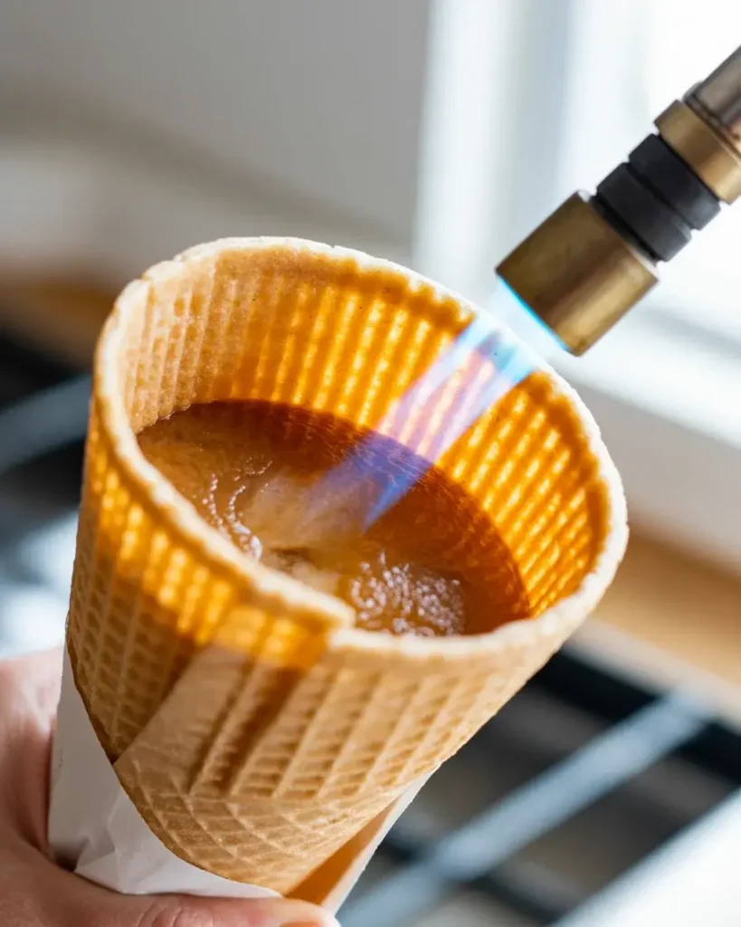 Lightly toasted cone interior prevents soggy bottoms for hours