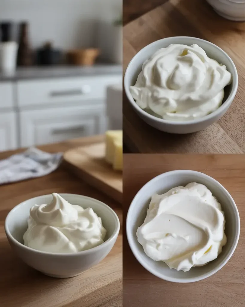 Mascarpone on the left versus cream cheese, showing the difference in silkiness and texture