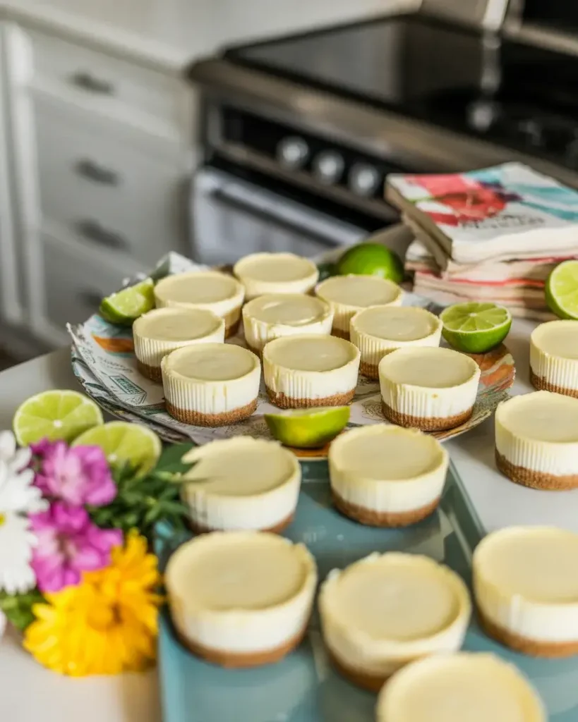 Mini cheesecakes ready to bake in lined muffin tin