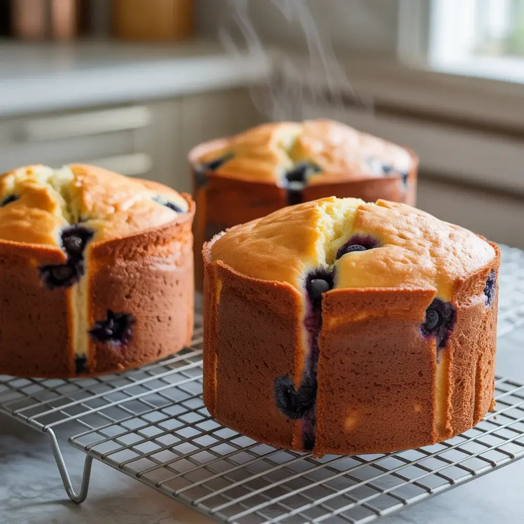 Perfectly baked layers should be golden with even rise and visible berry distribution